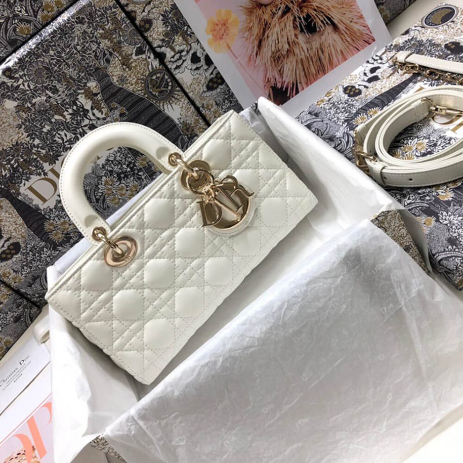 Dior Black Leather Lady D-Joy Medium Bag