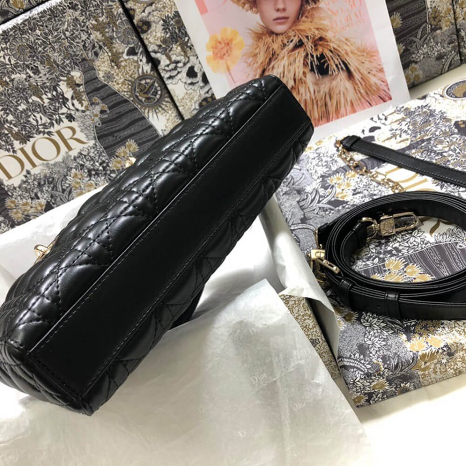 Dior Black Leather Lady D-Joy Medium Bag