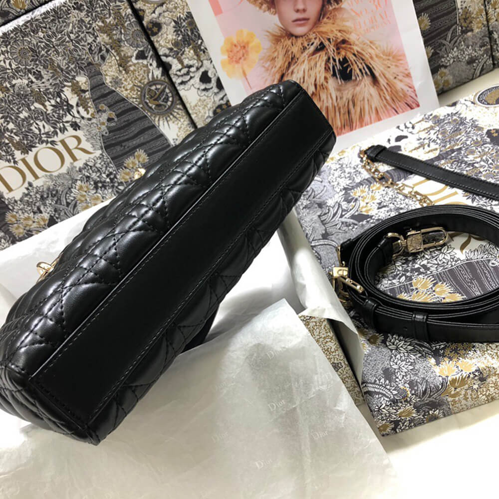 Dior Black Leather Lady D-Joy Medium Bag