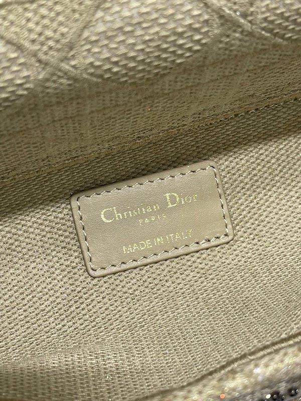 Christian Dior Lady D-Lite Medium Bag in Gold Embroidered Canvas