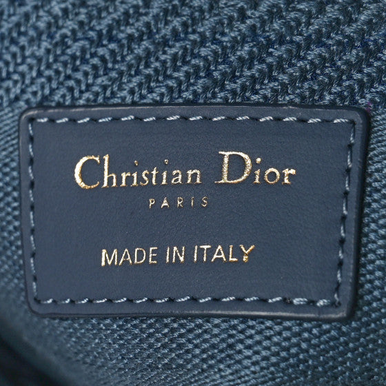 Christian Dior - Canvas Embroidered Cannage Medium Lady D-Lite Denim Blue