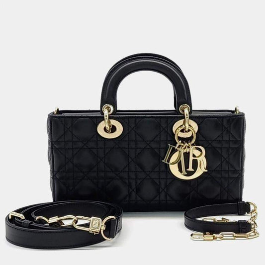 Dior Black Leather Lady D-Joy Medium Bag